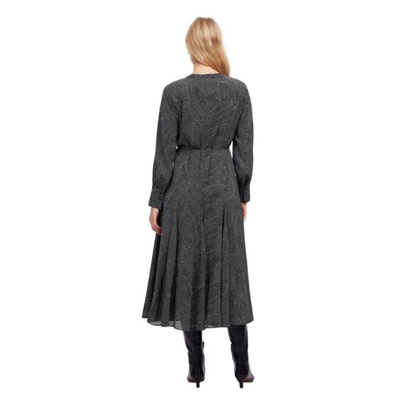 Madewell Black Dot Midi Dress XS Long Sleeve Tie Waist Work to Weekend - Picture 3 of 11